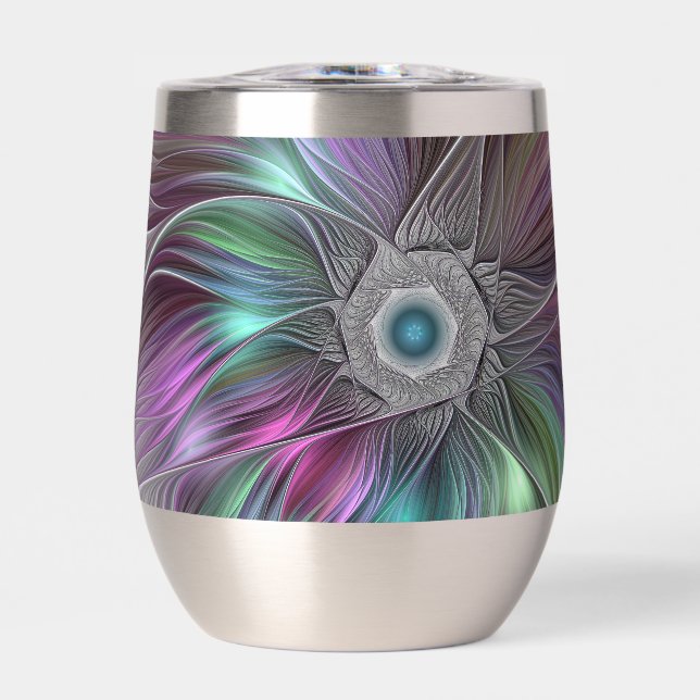 Grande Fleur colorée Abstraite Trippy Fractal Art (Avant)