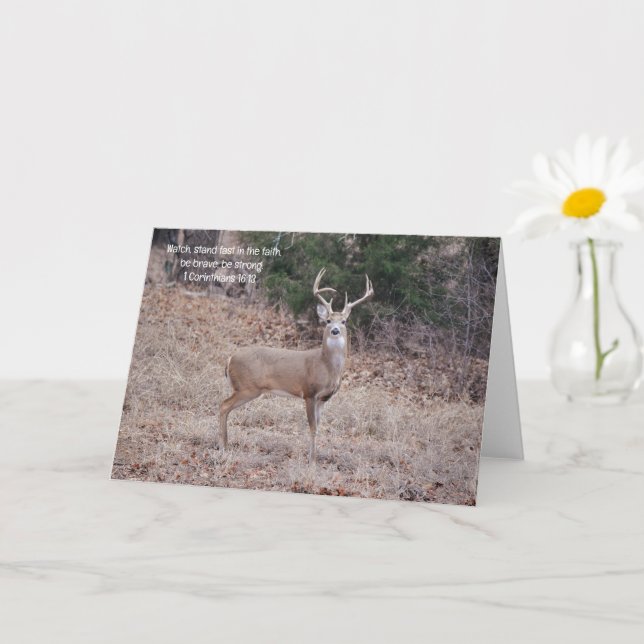 Grande Forte Buck Deer Bible Verset Carte de note (Petite plante)