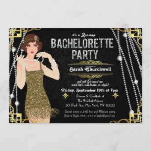 Grande Gatsby Flapper Girl Bachelorette Invitation