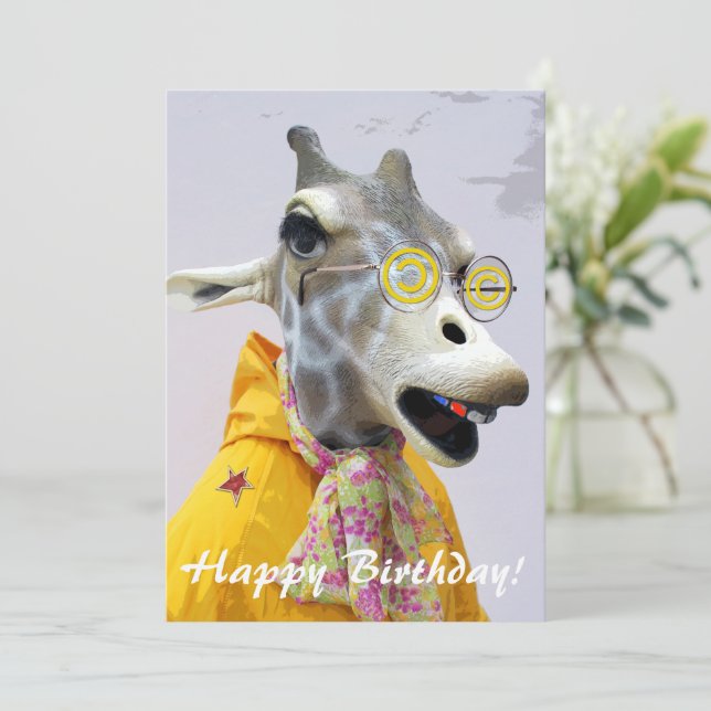 Grande Giraffe Carte de voeux d'anniversaire! (Debout devant)