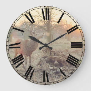 Grande horloge de cerfs communs de lever de soleil