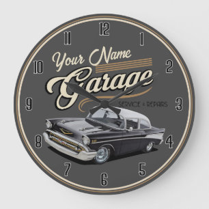 Grande horloge de garage personnalisée des années 