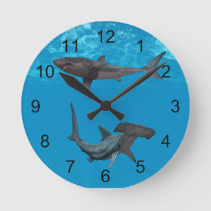 Grande horloge de requin blanc et marteau