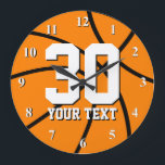 Grande horloge murale de basket-ball avec grand no<br><div class="desc">Grande horloge murale de basket avec grand nombre. cadeau sportif cool pour la maison,  le bureau ou le club. Conception personnalisée.</div>