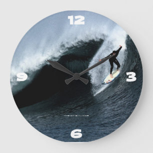 Grande horloge murale de grand surfer de vagues