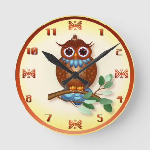 Grande horloge murale de hibou Brown