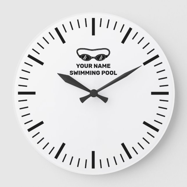 Grande horloge murale de piscine avec nom personna (Recto)