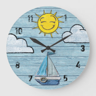 Grande horloge murale Driftwood Beach avec des nom