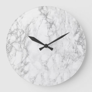 Grande horloge murale ronde de marbre blanche