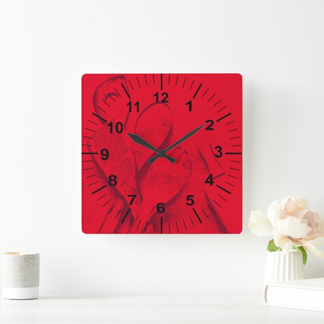 Grande horloge murale rouge faite sur commande de (Maison)