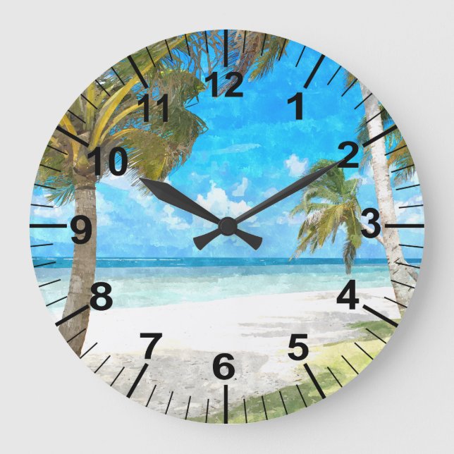 Grande horloge murale Vintage de plage (Recto)