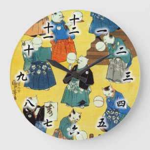 Grande Horloge Ronde 猫の曲芸師, acrobate de 国芳 des chats, Kuniyoshi,