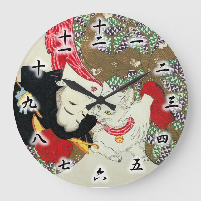 Grande Horloge Ronde 猫 が 好 き, 芳 J'aime les chats, Yoshitoshi, Ukiyo-e (Recto)
