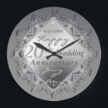 Grande Horloge Ronde 10,11,20,25,70th Wedding Anniversary<br><div class="desc">I designed this wall clock dedicated to their 10th,  11th,  20th, 25th and 70th wedding anniversary and/or other special event.  For their 20th wedding anniversary,   this emblem is to mark their milestone in this metallic-like and original design.</div>