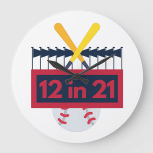 Grande Horloge Ronde 12 sur 21 Baseball