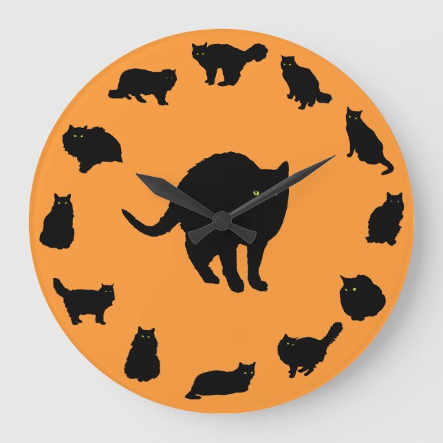 Grande Horloge Ronde 13 Chats noirs (Recto)