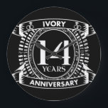 Grande Horloge Ronde 14E anniversaire de l'IVORY mariage<br><div class="desc">Un design romantique pour célébrer votre 14e année de mariage. Si vous voulez de l'aide pour customiser ce design s'il vous plaît contactez-moi, leur est un demander ce bouton de designer, juste en dessous de ce texte. Le dessin est sur une crête en détresse et lire IVORY, 14 ANS, ANNIVERSAIRE....</div>