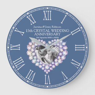 Grande Horloge Ronde 15e anniversaire du Mariage de cristal coeur photo