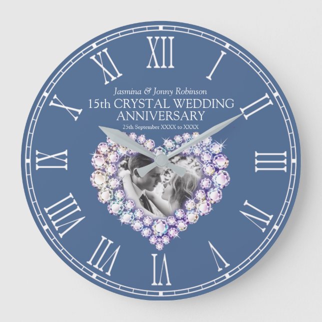 Grande Horloge Ronde 15th Crystal Wedding Anniversary photo heart (Recto)