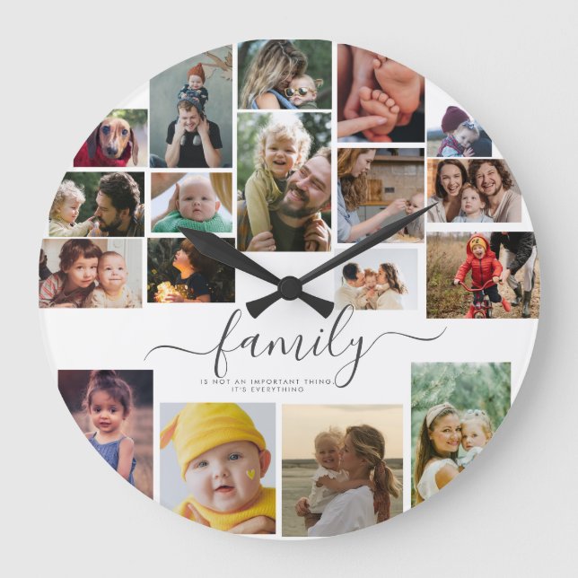 Grande Horloge Ronde 18 Photo Collage Cute Family Love Memory (Recto)