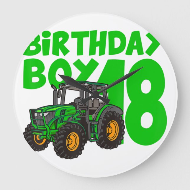 Grande Horloge Ronde 18e anniversaire Boy Tractor Ferme 18 ans Birthda (Recto)