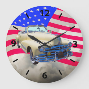 Grande Horloge Ronde 1948 Pontiac Silver Streak et drapeau des États-Un