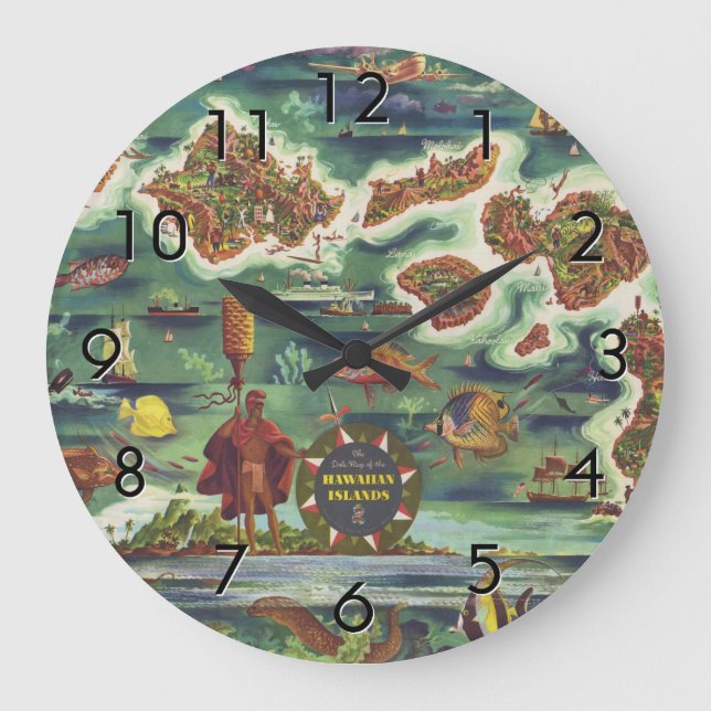 Grande Horloge Ronde 1950 Dole Carte d'Hawaï Joseph Feher Dark (Recto)