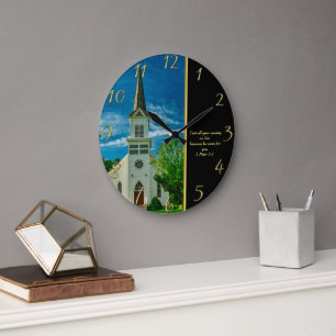 Grande Horloge Ronde 1 Pierre 5:7 Église blanche