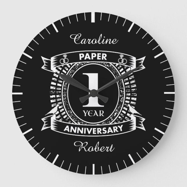 Grande Horloge Ronde 1ER mariage anniversaire crête en détresse (Recto)