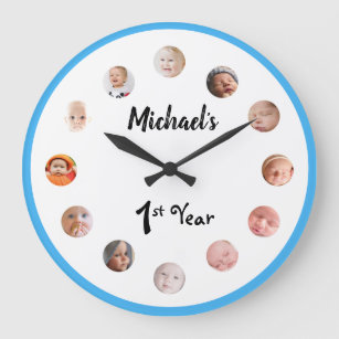 Grande Horloge Ronde 1ère année du bébé 12 mois photos anniversaire