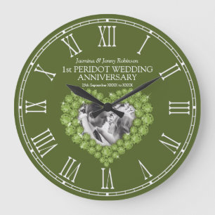 Grande Horloge Ronde 1st peridodding wedanniversary green photo heart