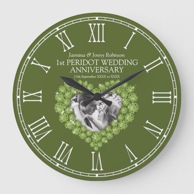 Grande Horloge Ronde 1st peridodding wedanniversary green photo heart (Recto)