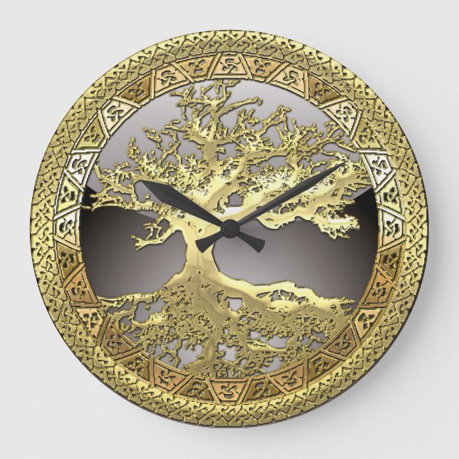 Grande Horloge Ronde [200] Arbre Celtique de Vie [Or] (Recto)