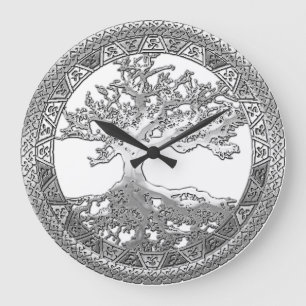 Grande Horloge Ronde [200] Arbre de la vie celtique [argent]