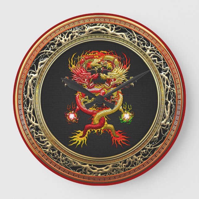 Grande Horloge Ronde [200] Dragons rouges et jaune (Recto)