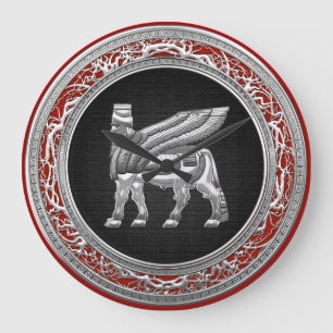 Grande Horloge Ronde [200] Taureau à ailes par Babylonien [argent] [3D