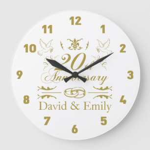 Grande Horloge Ronde 20e anniversaire de Mariage personnalisé