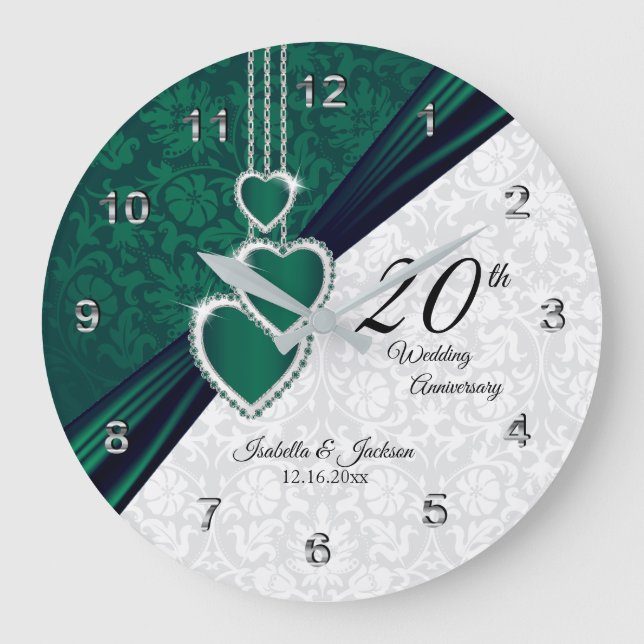 Grande Horloge Ronde 20e anniversaire du Mariage Emeraude Keepsaké (Recto)