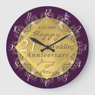 Grande Horloge Ronde 21e anniversaire de Mariage d'olite en laiton