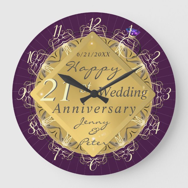 Grande Horloge Ronde 21e anniversaire de Mariage d'olite en laiton (Recto)