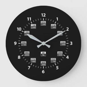 Grande Horloge Ronde 24 Hour Military Style Time Clock