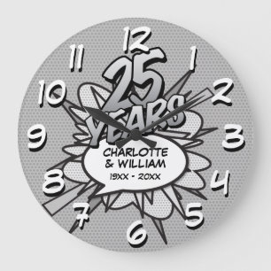 Grande Horloge Ronde 25e anniversaire d'argent bande dessinée Pop Art