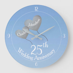 Grande Horloge Ronde 25e anniversaire de l'argent ballons cardiaques da