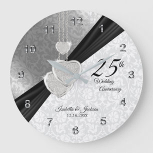 Grande Horloge Ronde 25e anniversaire de Mariage d'argent Keepsaké