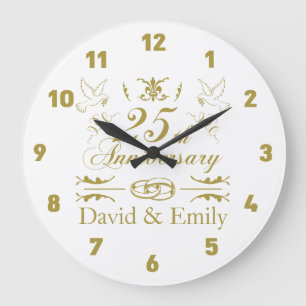Grande Horloge Ronde 25e anniversaire de Mariage personnalisé
