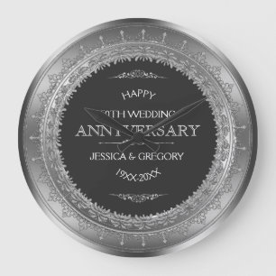 Grande Horloge Ronde 25e anniversaire de mariage Silver & Black
