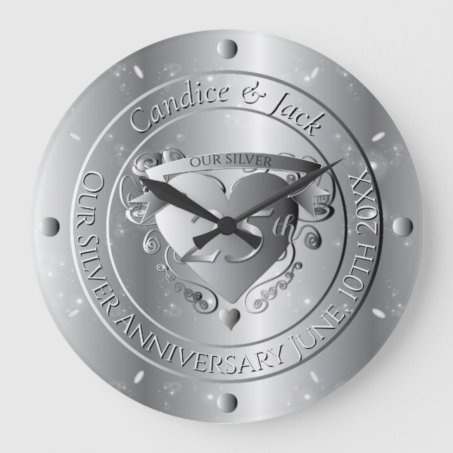 Grande Horloge Ronde 25e anniversaire du Mariage Coeur d'argent (Recto)