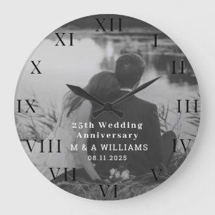 Grande Horloge Ronde 25e anniversaire du Mariage Photo moderne Cinquant