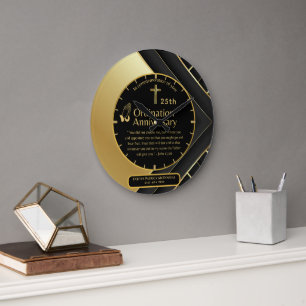 Grande Horloge Ronde 25e Anniversaire du prêtre pasteur Ordination cade