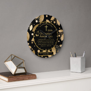 Grande Horloge Ronde 25e Anniversaire du prêtre pasteur Ordination cade